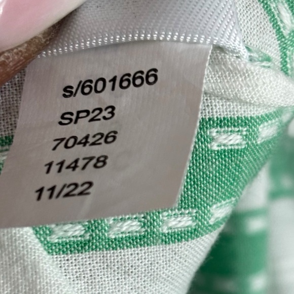 LOFT Green & White Striped Ruffle Blouse Size Xl - Picture 10 of 10